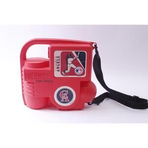 California Angels Red Plastic Lunch Box, 1993, MLB, Baseball Thermos, Travel